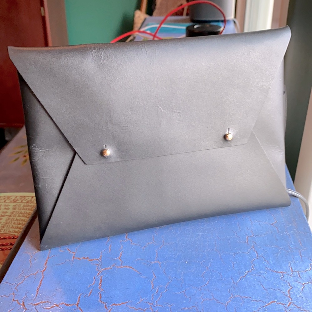 Rachel Zoe tribe alive black leather clutch